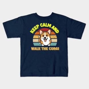 Corgi Keep Calm And Walk The Vinage Kids T-Shirt